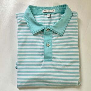 Peter Millar Tour Fit Golf Men Performance Striped Stretch Polo Mens Large